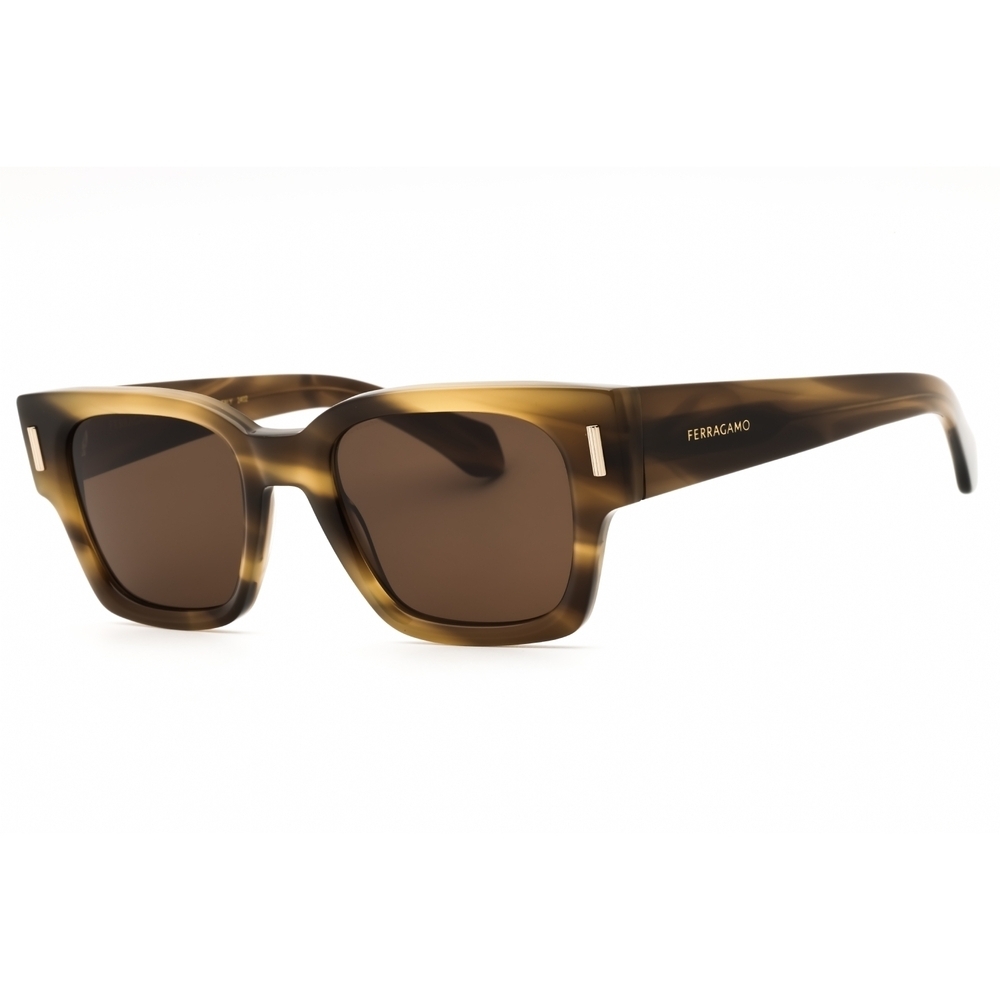 Salvatore Ferragamo SF2010S Sunglasses Striped Khaki Acetate Rectangle